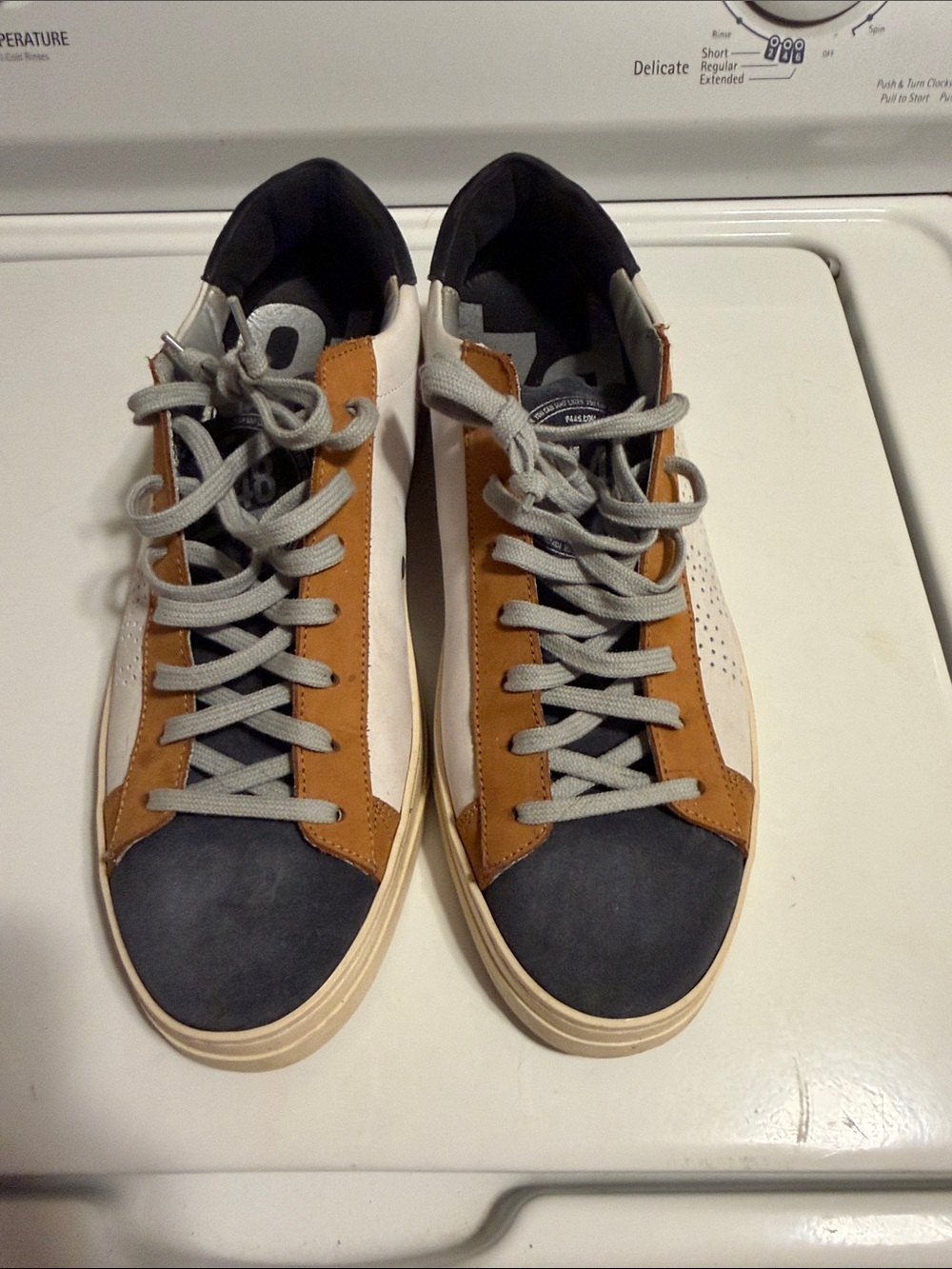 P448 Men's Two-Tone Sneakers in Navy, Brown & White Size 12 - worn 2x